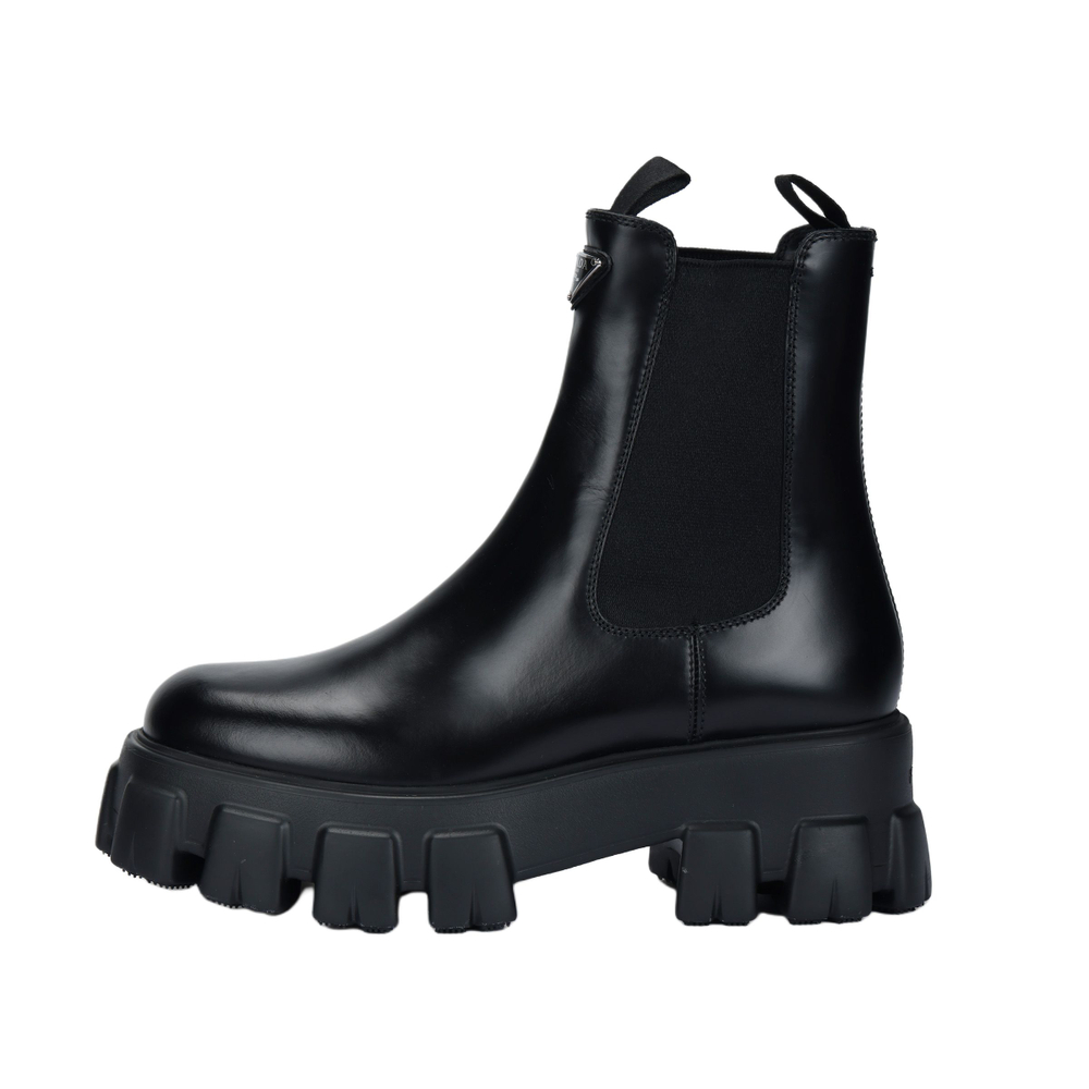 PRADA Moonlith Brushed Leather Ankle Boots