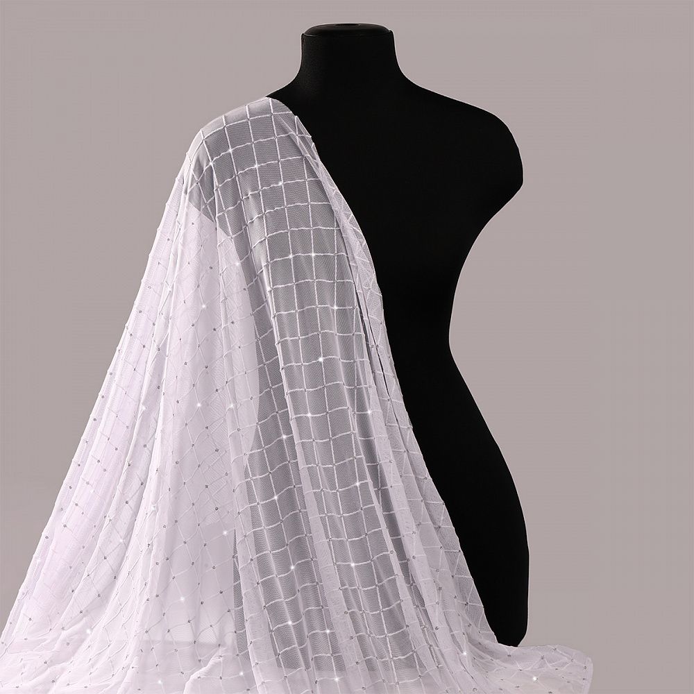 Сетка бельевая эластичная 85 г/м², шир.150 см / 1 метр, с флоком TBY.SZ030218, цв.белый /SZ030218.21/1/