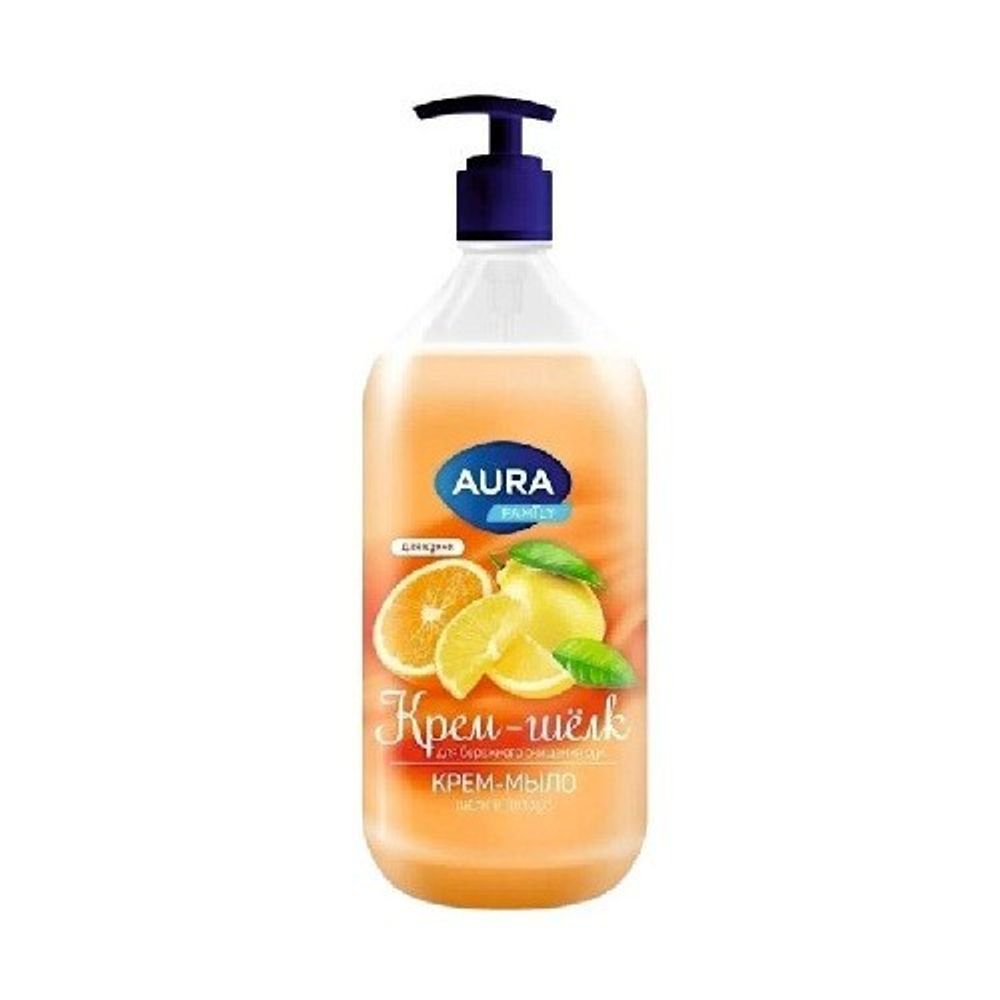 Крем-мыло жидкое Aura Family Шелк и Цитрус 1л