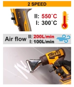 Фен аккумуляторный INGCO HGLI20065 INDUSTRIAL 20 В
