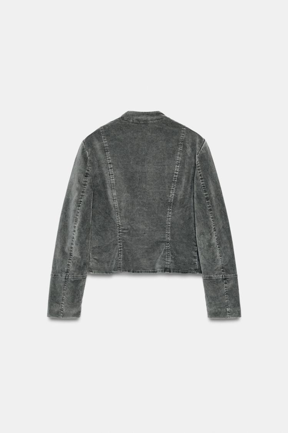 ZARA ПРИТАЛЕННЫЙ БАРХАТНЫЙ ЖАКЕТ, СЕРЫЙ