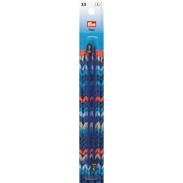 Спицы прямые ⌀3.5 мм, 17 см, 2 шт, синие, Prym 218401