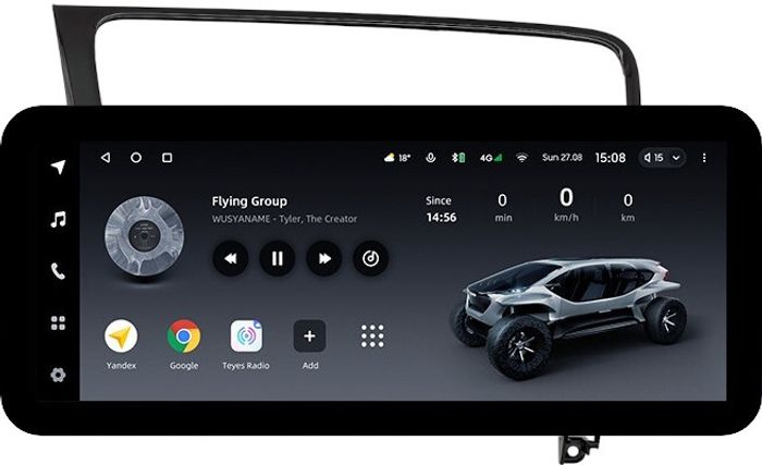 Магнитола для Volkswagen Golf 7 2012-2020 (рамка черный глянец) - Teyes LUX ONE ROUND монитор 12.3" 2K QLED на Android 10, Быстрая, CarPlay, 4G SIM-слот