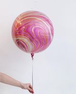 Шар 3D сфера, фольга, 15"/38 см, мрамор розовый (AN) (БГ-19)