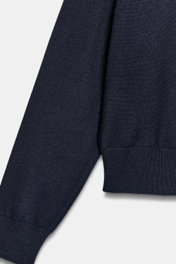 ZARA ТРИКОТАЖНЫЙ ПОЛО С ПОДПЛЕЧНИКАМИ, СИНИЙ