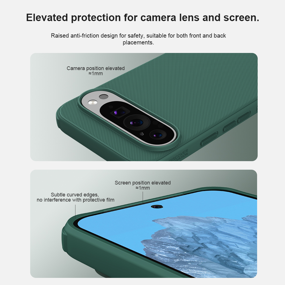 Чехол зеленого цвета (Dark Green) от Nillkin c поддержкой зарядки MagSafe для Google Pixel 9 и 9 Pro, серия Super Frosted Shield Pro Magnetic Case
