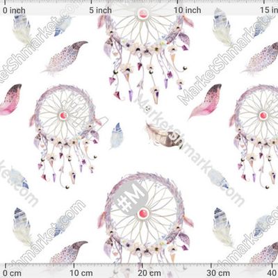 Акварель Ловец Снов на Белом Watercolor Dream Catcher White by JuliaPop 179 DPI