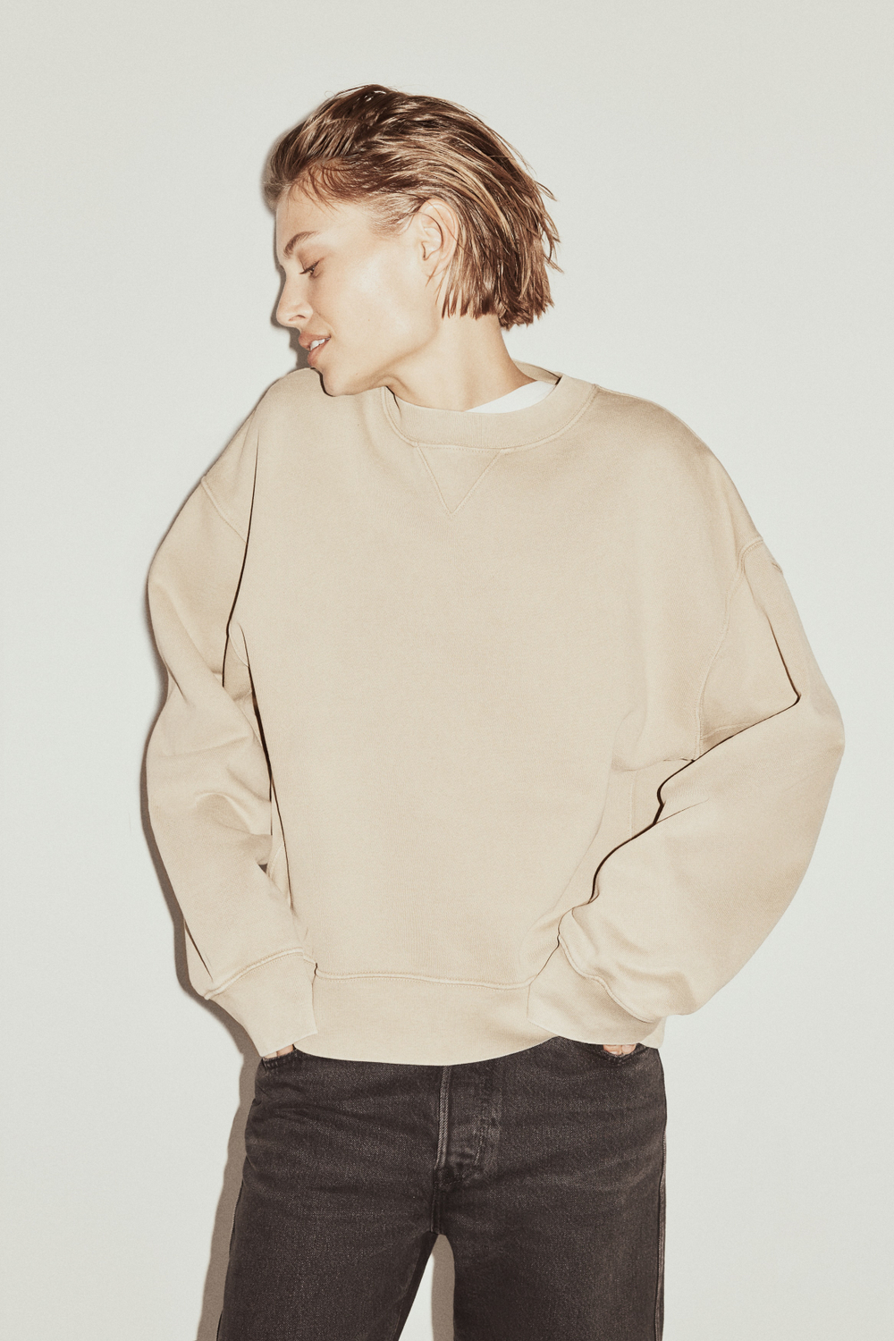 Хлопковый свитшот с V-вставкой - H&M