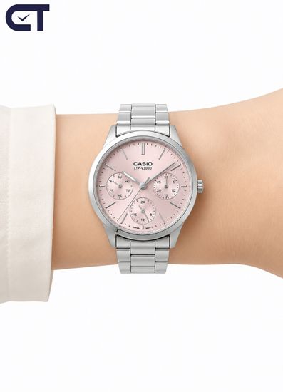 Casio LTP-V300D-4A General часы наручные женские — розовый циферблат с тремя функциональными индикаторами