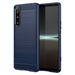 Чехол синего цвета в стиле карбон для Sony Xperia 5-IV Mark 4, серии Carbon от Caseport