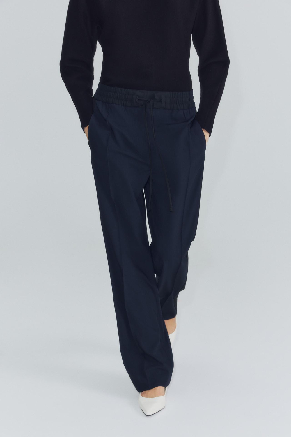 ZARA БРЮКИ С ПОЛОСАМИ ПО БОКАМ — ZW COLLECTION, МОРСКОЙ СИНИЙ