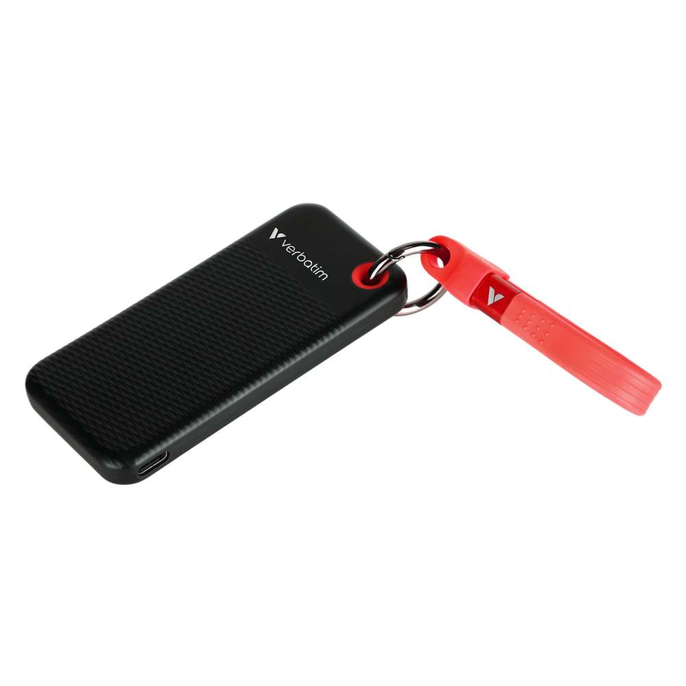 Внешний накопитель Verbatim Pocket SSD, 256GB USB 3.2 Gen 2 R/W 1000/1000 МБ/с, черный/красный