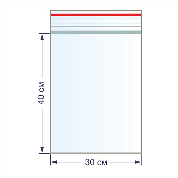Пакет с замком 45 мкр. 30х40 см, 100 шт, Gamma