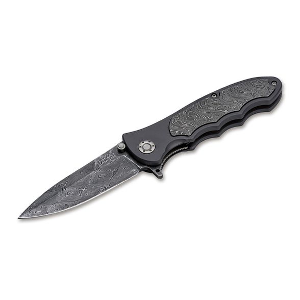 Цена наСкладной нож Boker Collection Leopard-Damast III, сталь дамаск, рукоять титан/карбон