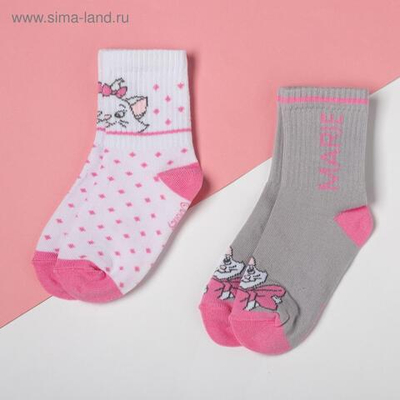 Набор носков 2 пары "Marie", Коты аристократы" р.16-18 бел/сер (Disney) 4326300