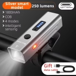 Фонарь велосипедный, передний West Biking YP0701416 Silver (аккум. 1800 mAh, Type-C)