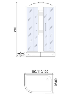 Душевая кабина RIVER NARA 120/80/24  МТ R 120x80x210 10000002821 Правая или левая  Ассимметрия