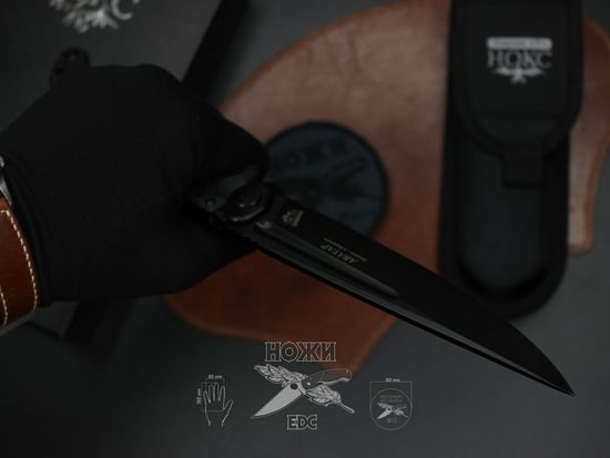 Складной нож НОКС Аватар (Black) 334-700424 c клинком из стали D2, рукоять G10