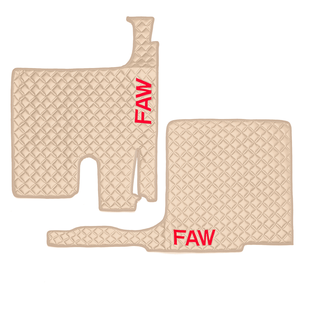 Ковры FAW J7, (экокожа, бежевый, бежевый кант, красная вышивка)