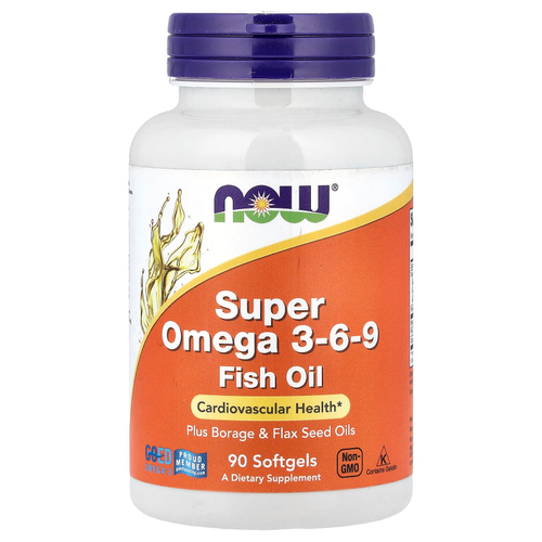 NOW Foods, Super Omega-3-6-9, рыбий жир, 90 капсул