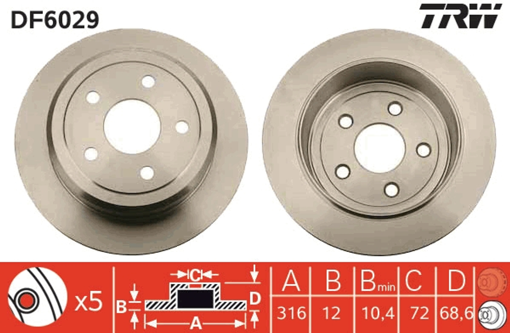 TRW - DF6029-TRW - Brake Disc