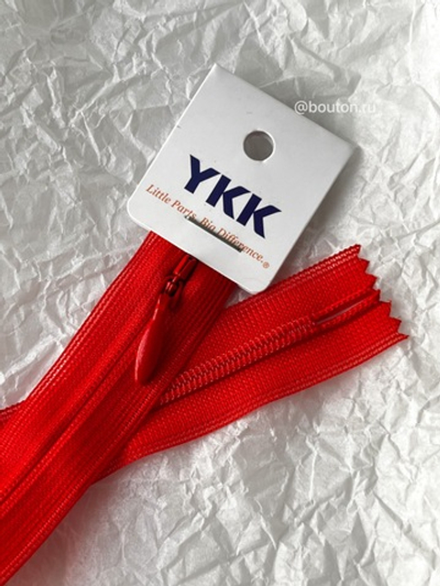 Молния YKK потайная, неразъемная тип 2 красная (томат) 819
