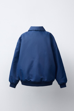 ZARA КУРТКА-БОМБЕР VARSITY WATER REPELLENT, СИНИЙ