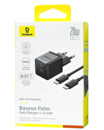 Сетевое зар. устр. Baseus Palm Fast Charger 1USB/1C 20W кабель T-C на T-C (P10111608113-01) черное