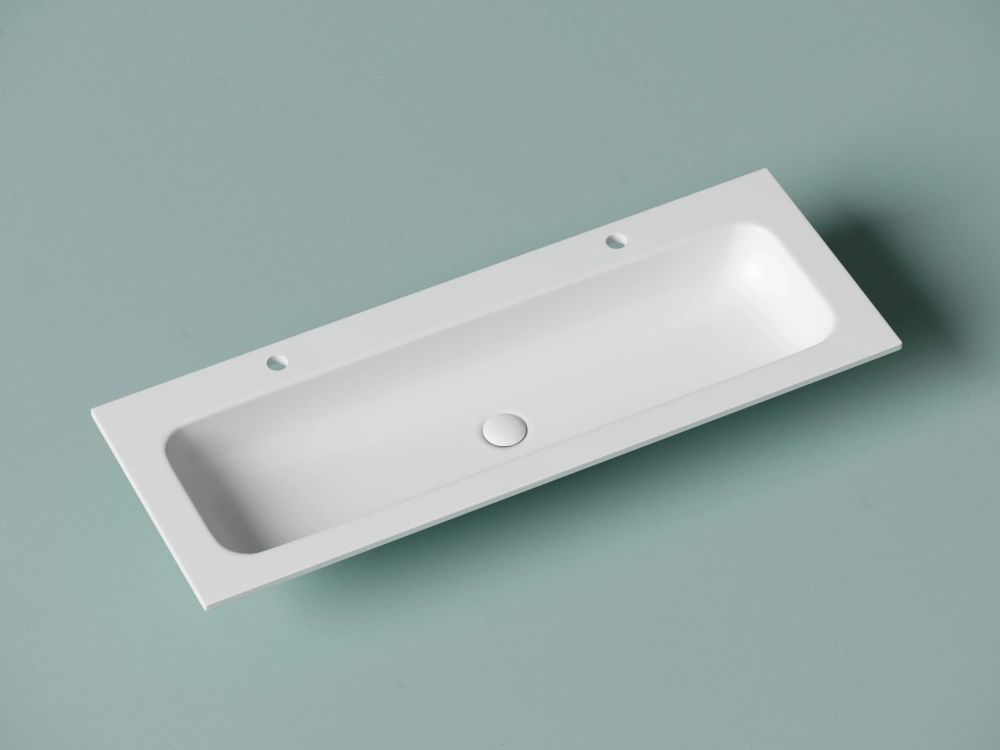 Раковина накладная Ceramicanova Грация (Grace) прямоугольная, с двумя отверстиями под смеситель 1210x457x137 мм, цвет белый матовый, CN7016MW