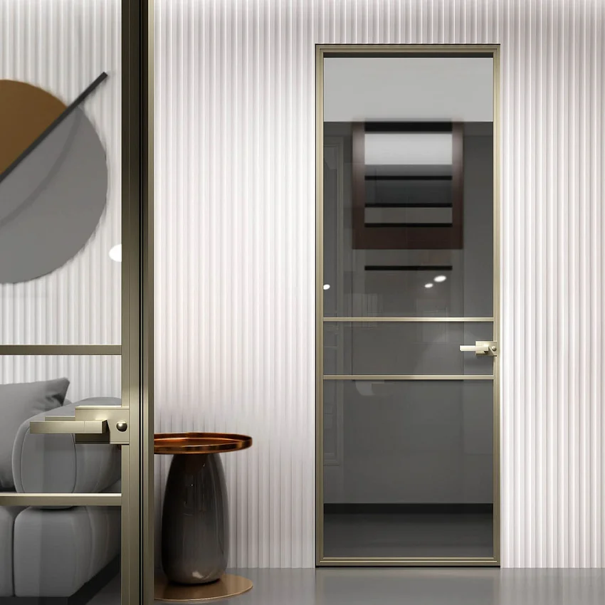Межкомнатная алюминиевая дверь в скрытом коробе Loft-S 5 стекло бесцветное прозрачное