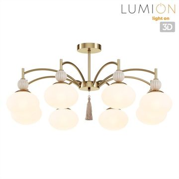 Люстра на штанге 8*Е14 8272/8C латунь/бежевый/белый GLORIYA Lumion
