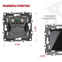 Розетка ЭРА Серия 12 12-2103-06 с заземлением 2P+E Schuko со шторками с крышкой 16A-250В IP20 чёрный | Эра 12
