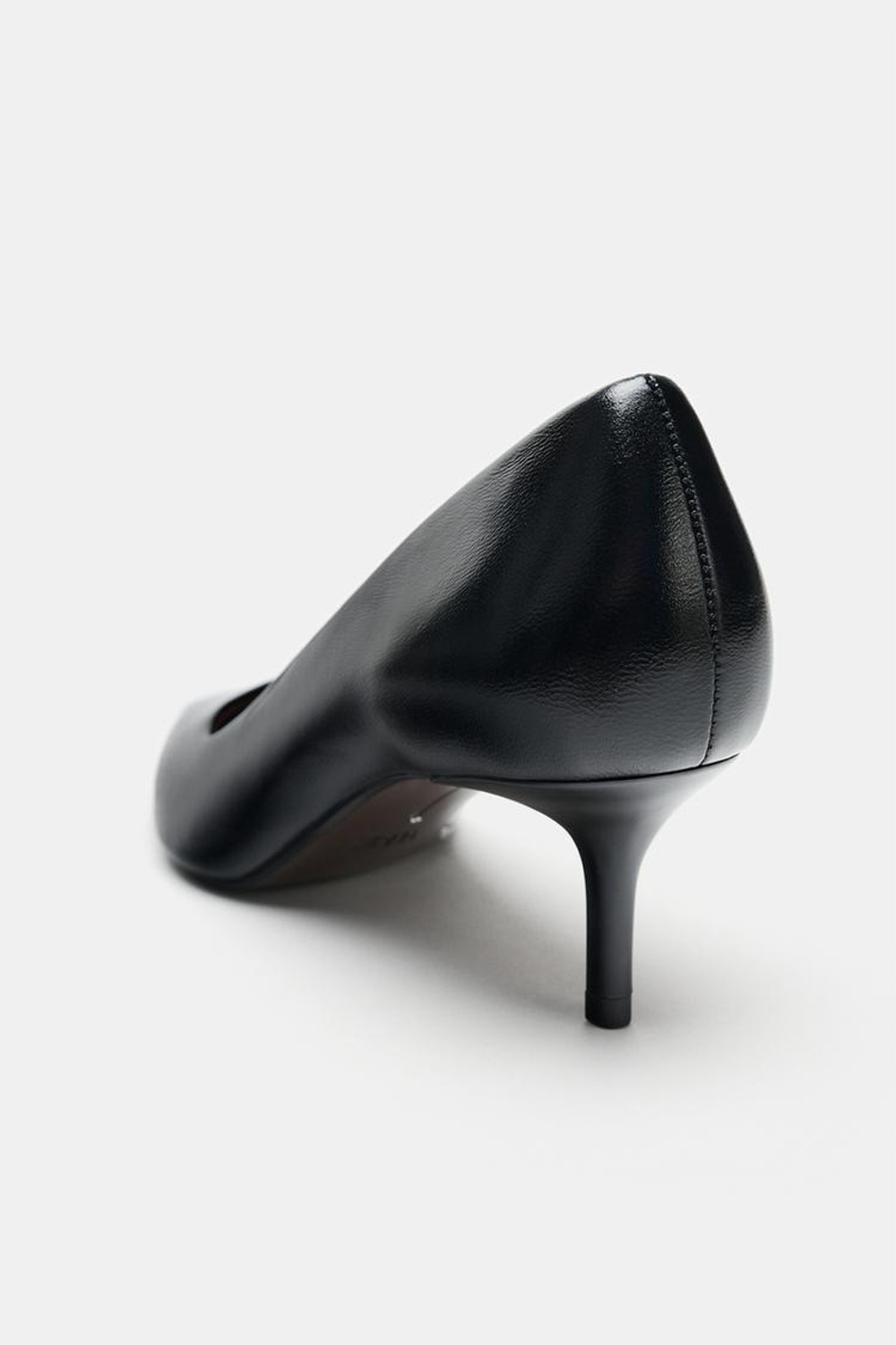 ZARA КОЖАНЫЕ ТУФЛИ НА КАБЛУКЕ, ЧЕРНЫЙ