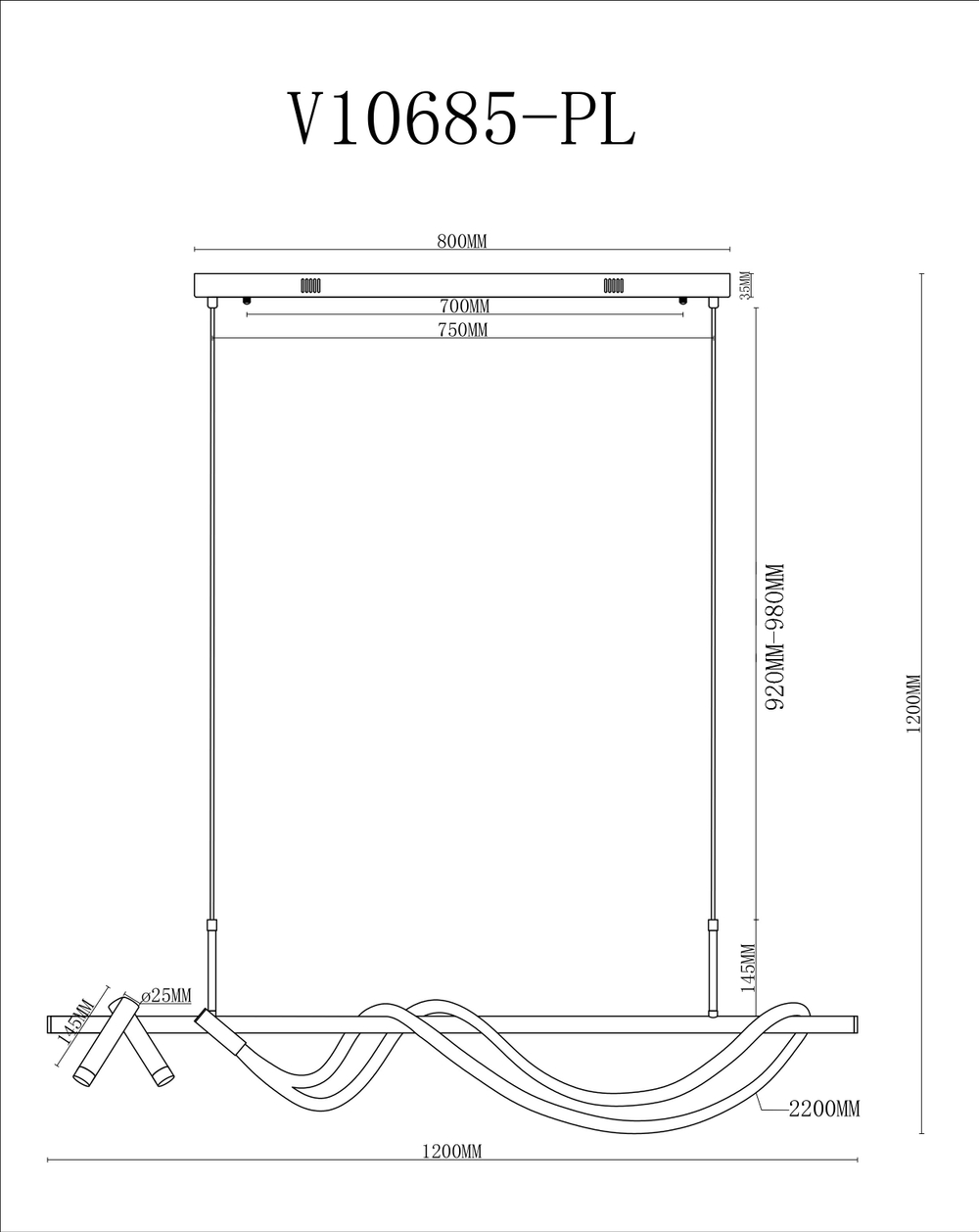 Светильник подвесной светодиодный Moderli V10685-PL True