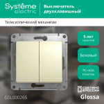 GLOSSA 2-клавишный ПЕРЕКЛЮЧАТЕЛЬ, сх.6+6, 10АХ, механизм, БЕЖЕВЫЙ