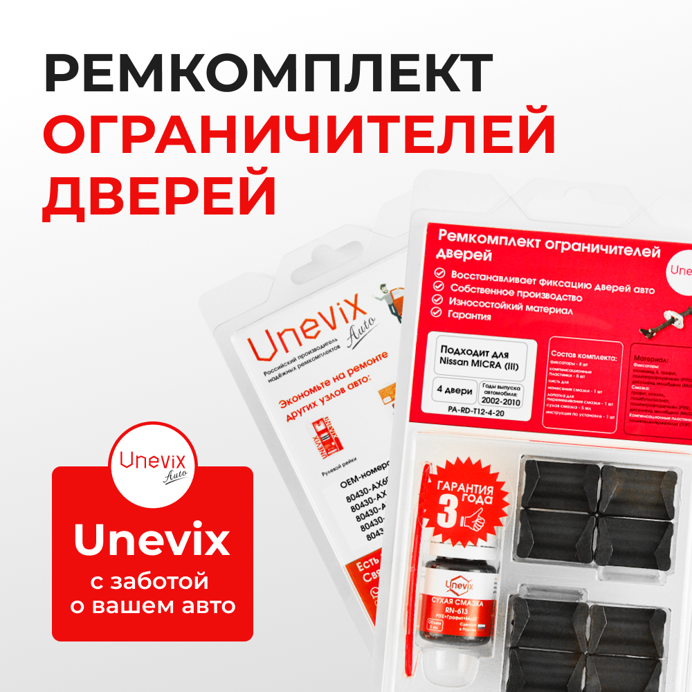 Ремкомплект ограничителей дверей Nissan MICRA (III) K12 (4 двери, тип 12) 2002-2010