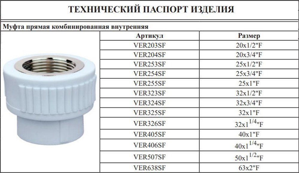 Муфта полипропиленовая 25 мм × 1″ внутренняя резьба
