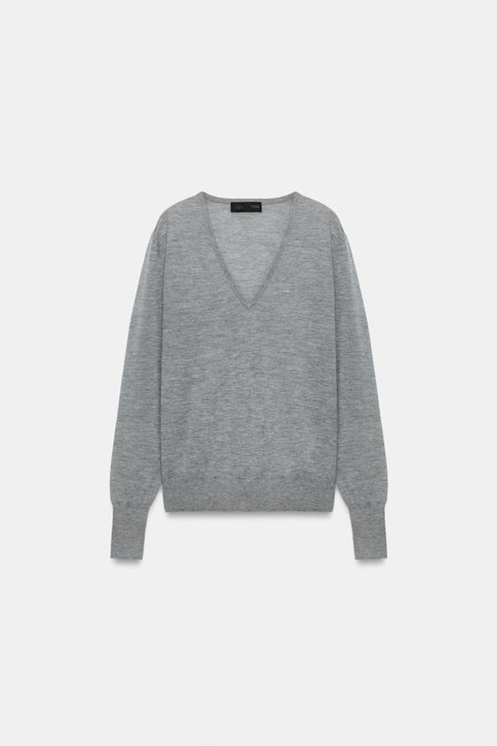 ZARA СВИТЕР ИЗ 100% УЛЬТРАТОНКОГО КАШЕМИРА, МЯГКИЙ СЕРЫЙ