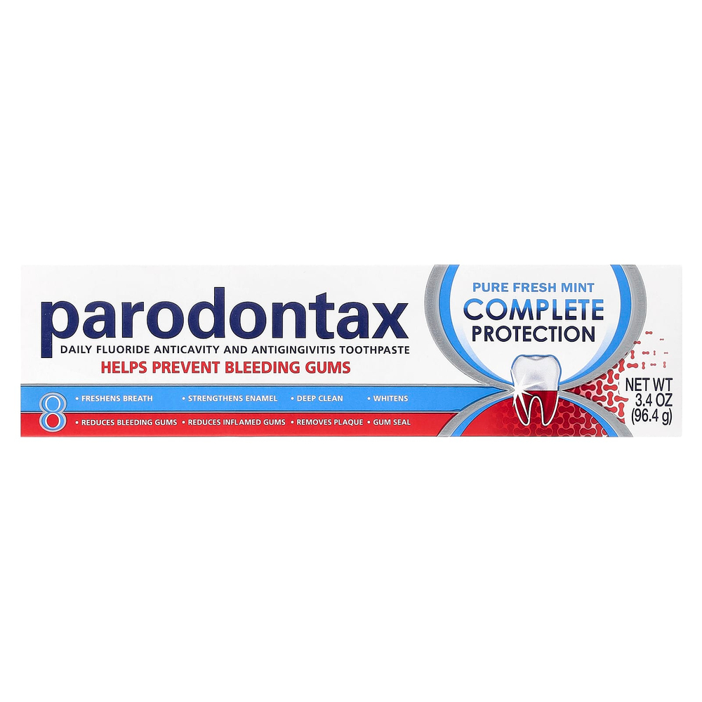 Parodontax, Ежедневная зубная паста с фтором против кариеса и десен, полная защита, чистая свежая мята, 96,4 г (3,4 унции)