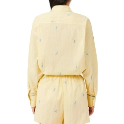 Женское поло Lacoste Oversized with Jacquard Motifs - yellow/turquin blue
