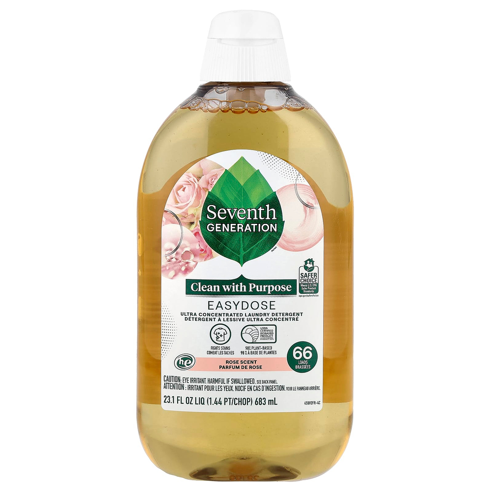 Seventh Generation, Easydose, ультраконцентрированное средство для стирки, с розовым вкусом, 66 стирок, 683 мл (23,1 жидк. унции)