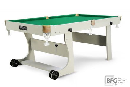Бильярд BFG Compact Light 5 (Серый) (РП, серый (ЛДСП), ЛДСП_16, Manchester 45 Yellow green ш1,98м, Х/б сетка)