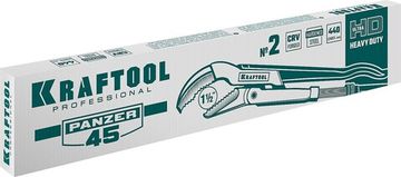 KRAFTOOL PANZER-4, №2, 1.5″, 440 мм, трубный ключ с изогнутыми губками (2735-15)