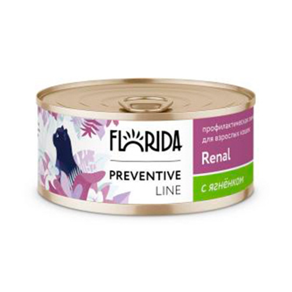 Florida Renal Консервы д/кошек профилактика хронической почечной недостаточности, с Ягненком, 100гр