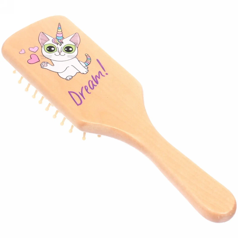 Расческа массажная детская «Baby brush» Котенок, цвет корич, 22*6,5см