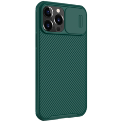 Чехол зеленого цвета (Deep Green) с сдвижной шторкой для камеры от Nillkin для iPhone 13 Pro Max, серия CamShield Pro Case