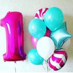 Шар (40"/102 см) Цифра, 1, Фуше, 1 шт. в упак.