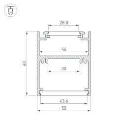 Профиль SL-ARC-5060-D1000-A45 BLACK (дуга 1 из 8) (Arlight, Алюминий) 029267