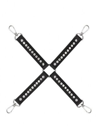 Черный крестообразный фиксатор Diamond Studded Hogtie (Цвет: черный)