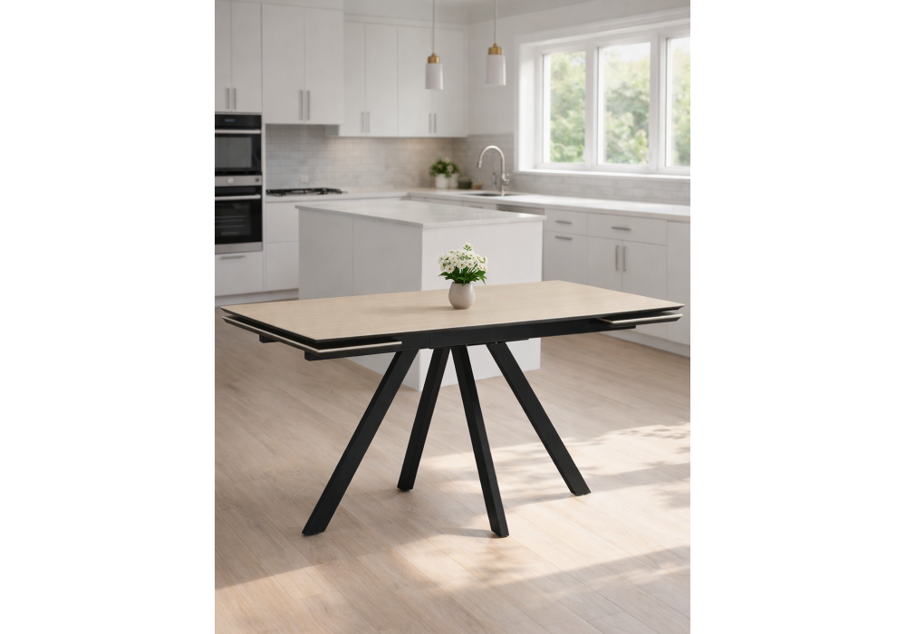 Керамический стол Woodville Вилли 140(200)х80 okara light yellow, черный